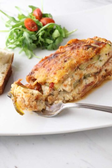 Zucchini Lasagna with cheese and a red sauce
