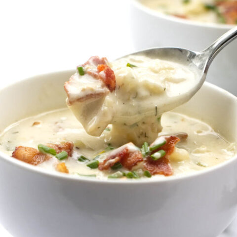 close up photo of low carb clam chowder