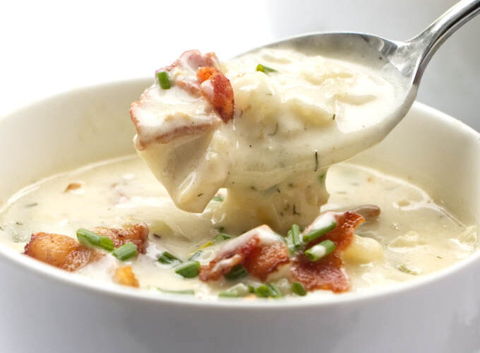 close up photo of low carb clam chowder
