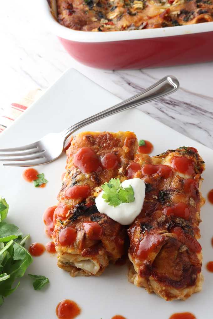 Baked Turkey enchiladas on a plate