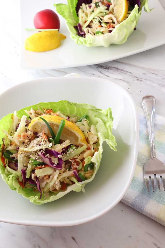 cabbage salad on a white plate