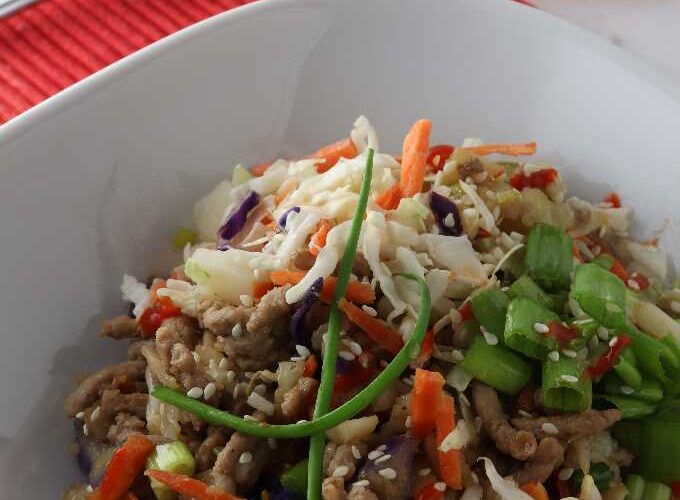 Low carb egg roll in a bowl