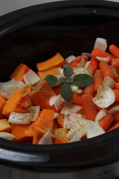 Butternut and carrots in a slow cooker